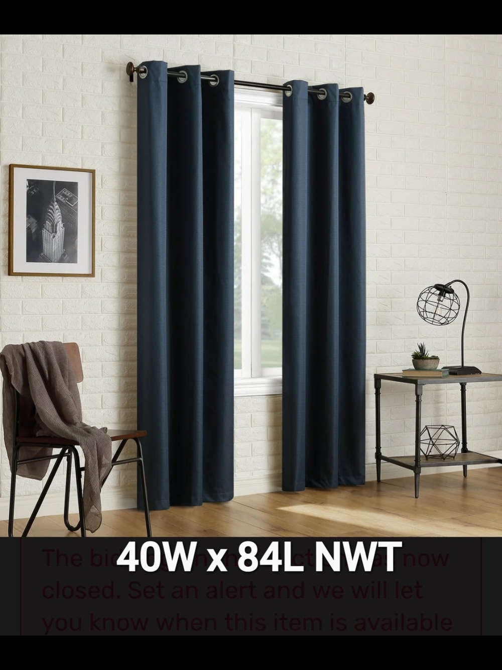 Navy Curtains 2 Panels 40W x 84L NWT